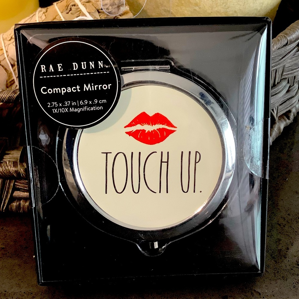 Rae Dunn Compact Mirror TOUCH UP 2.75”x.37” with 1X/10X Magnification Brand New